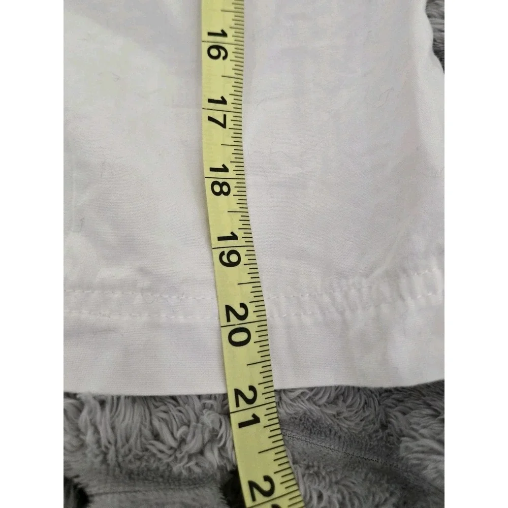 New York & Company White 100% Cotton Drawstring‎ Midi Skirt Size 8 Pockets Slit